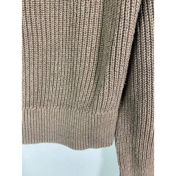 J.Crew Women's Brown Cotton fisherman Sweater Size Large Ribbed Knit Minimalist - Picture 10 of 14